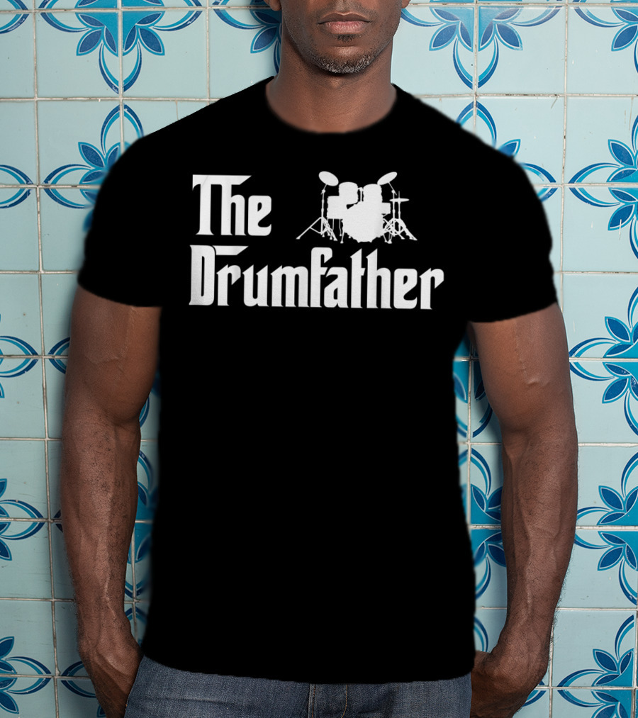The Drumfather Funny Drummer Parody With Drum Kit T-Shirt