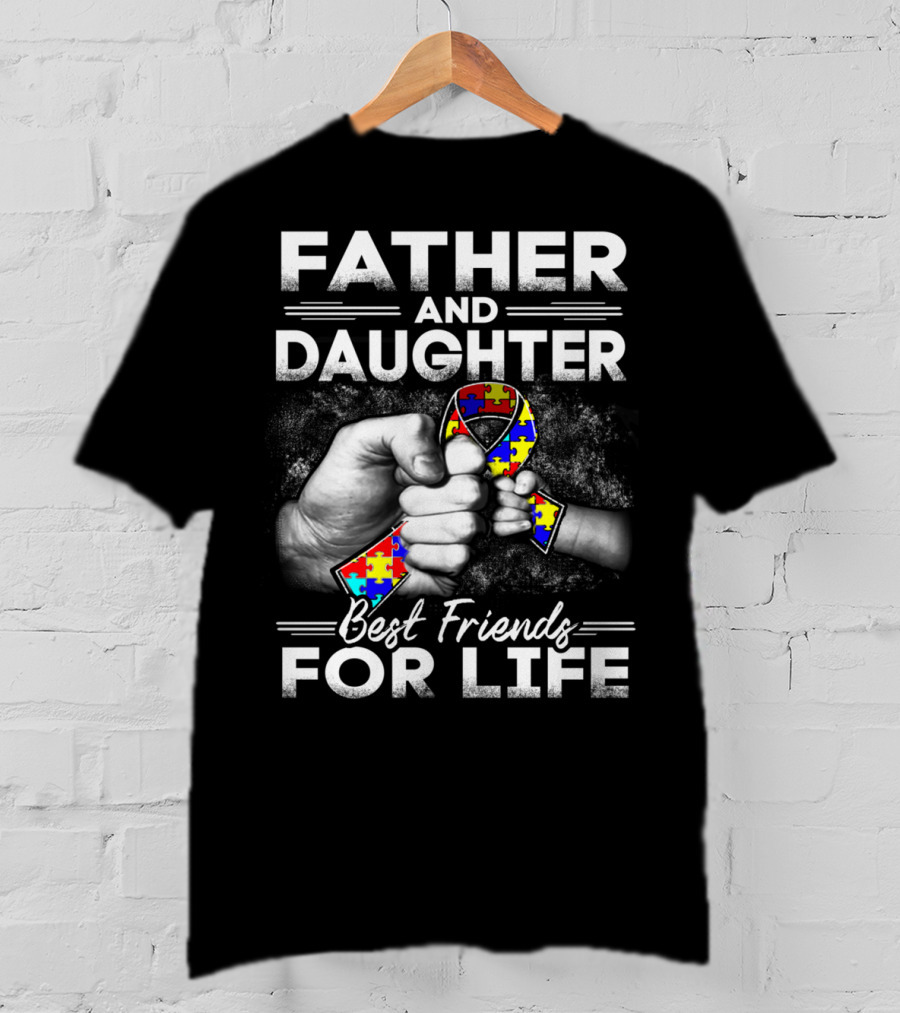 Father And Daughter Best Friends For Life Puzzle Ribbon Unity T-Shirt