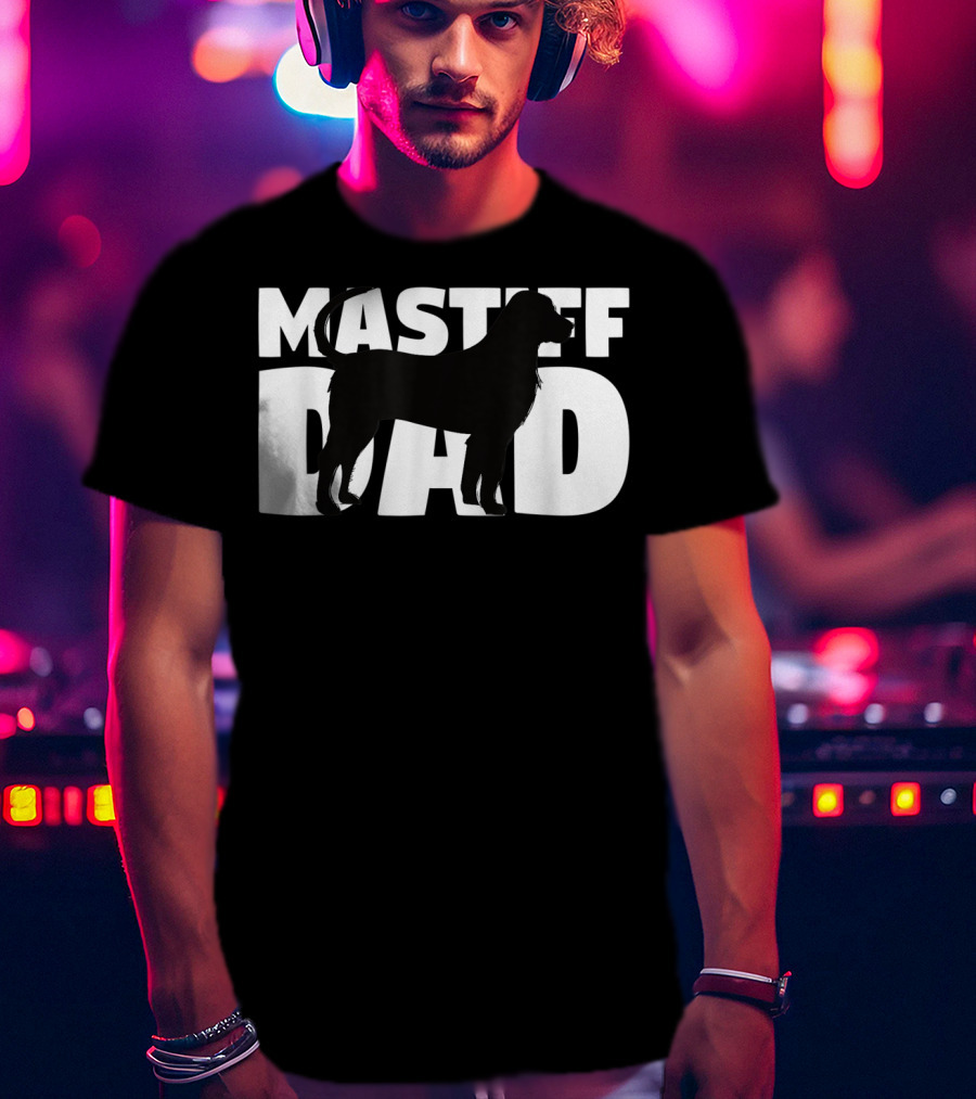 Mastiff Dad Silhouette Design Father's Day T-Shirt