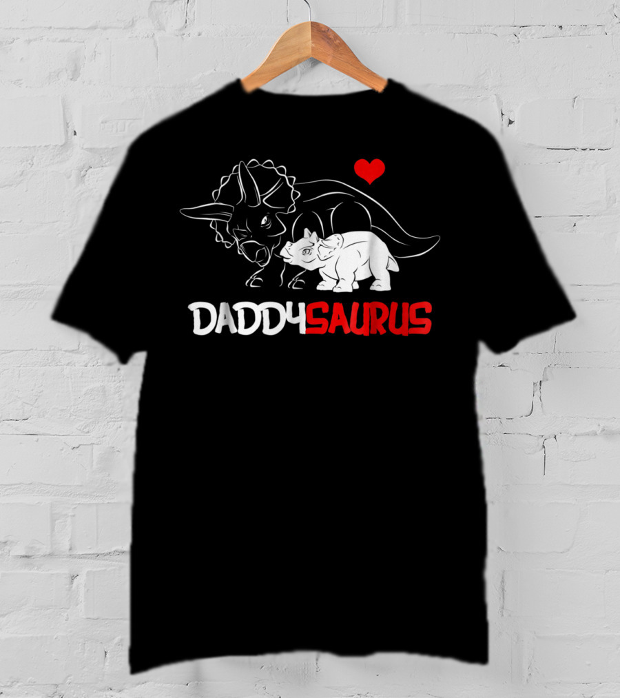 Daddysaurus Triceratops Father Baby Girl Heart T-Shirt