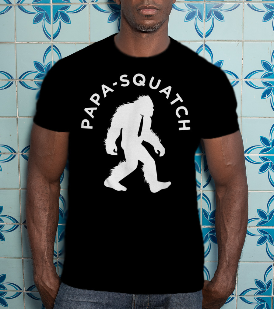 Papa Sasquatch Cute Cryptid Father Bigfoot Walking T-Shirt