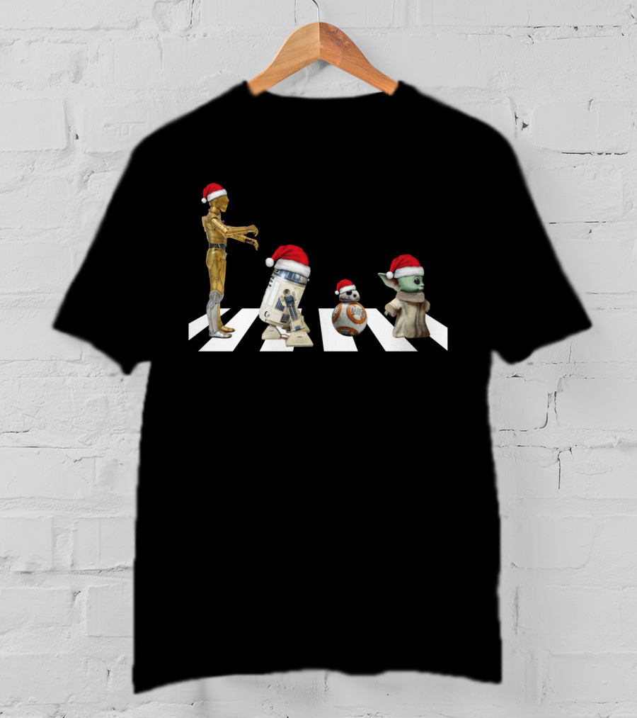 Star Wars Christmas Abbey Road C-3PO R2-D2 BB-8 Baby Yoda T-Shirt