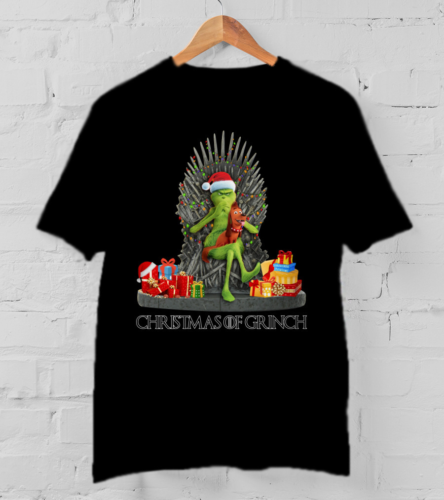 Christmas Of Grinch Iron Throne Santa Hat Gifts T-Shirt