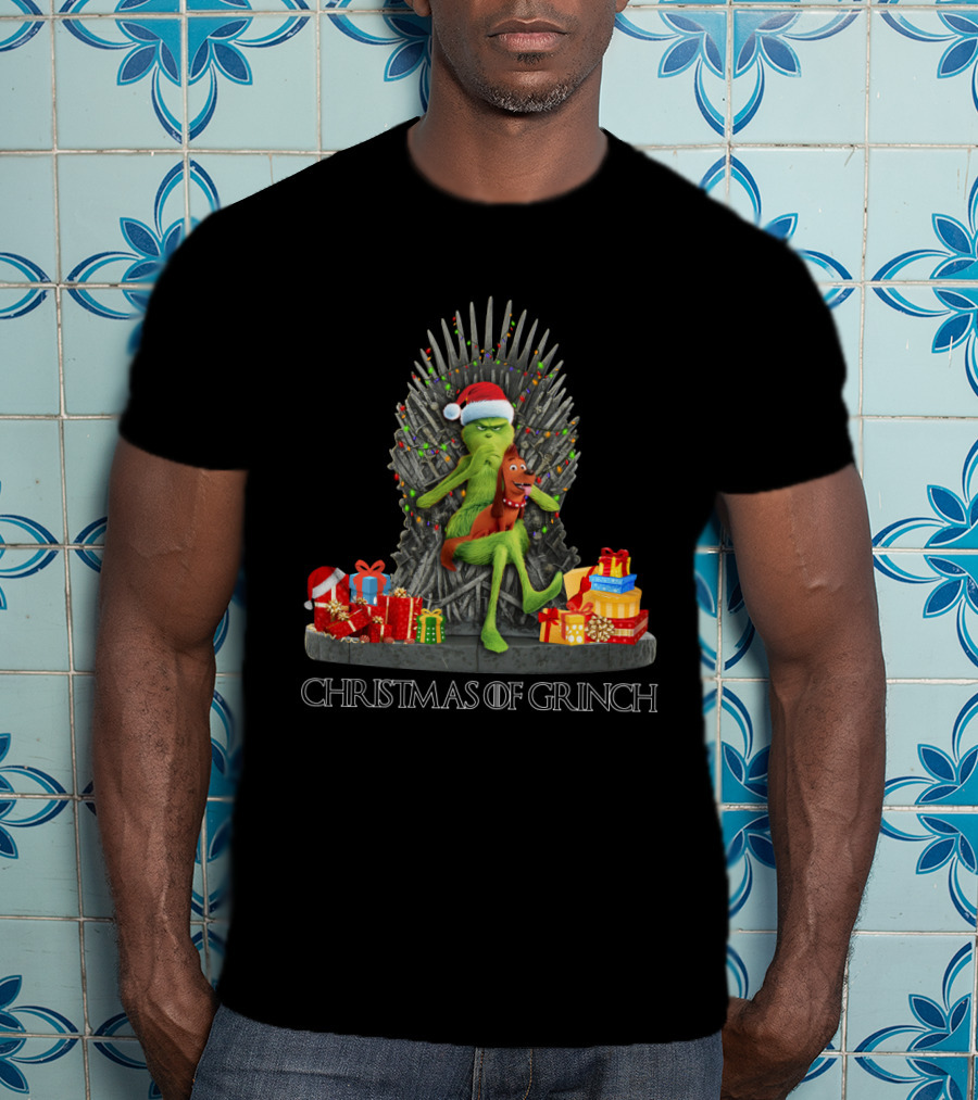 Christmas Of Grinch Iron Throne Santa Hat Gifts T-Shirt