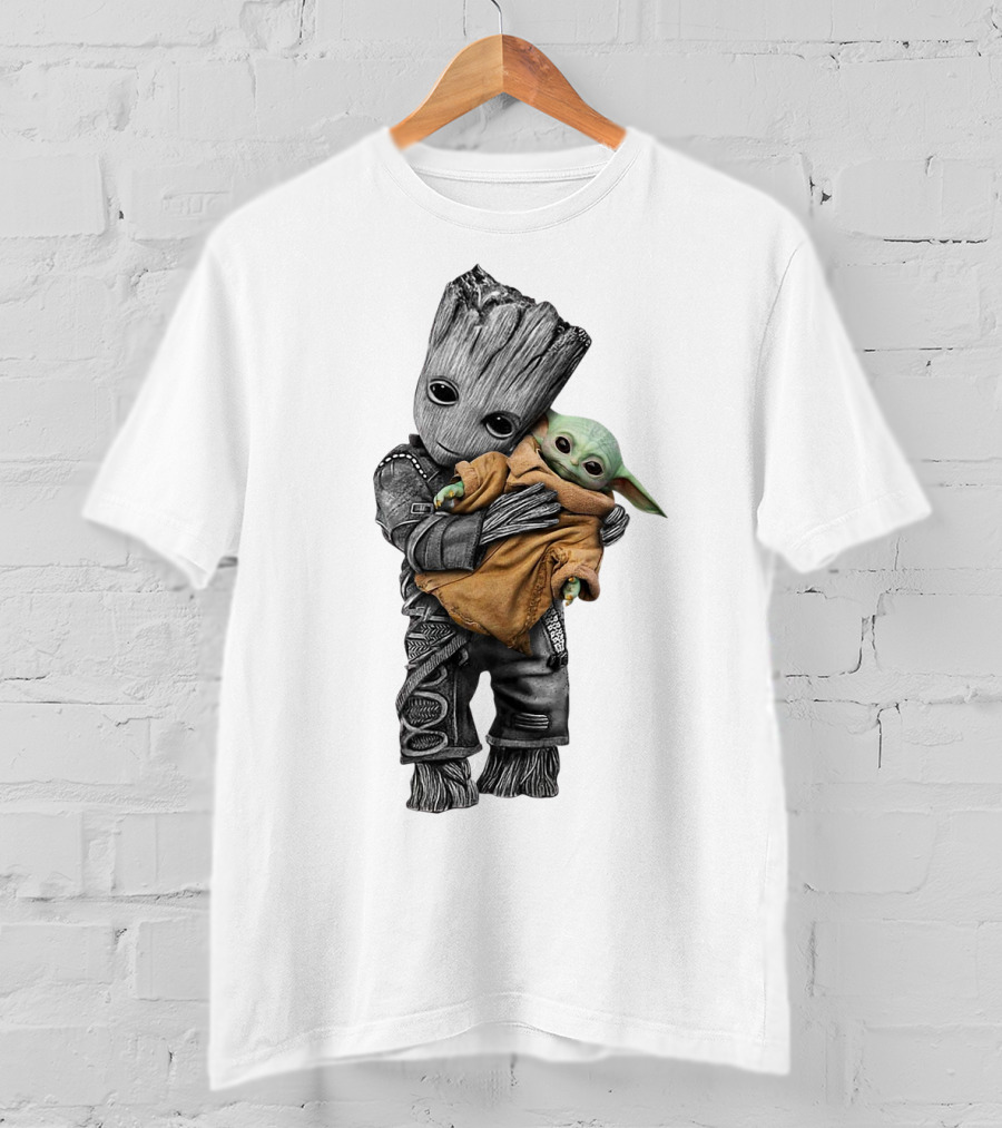 Groot Holding Baby Yoda T-Shirt