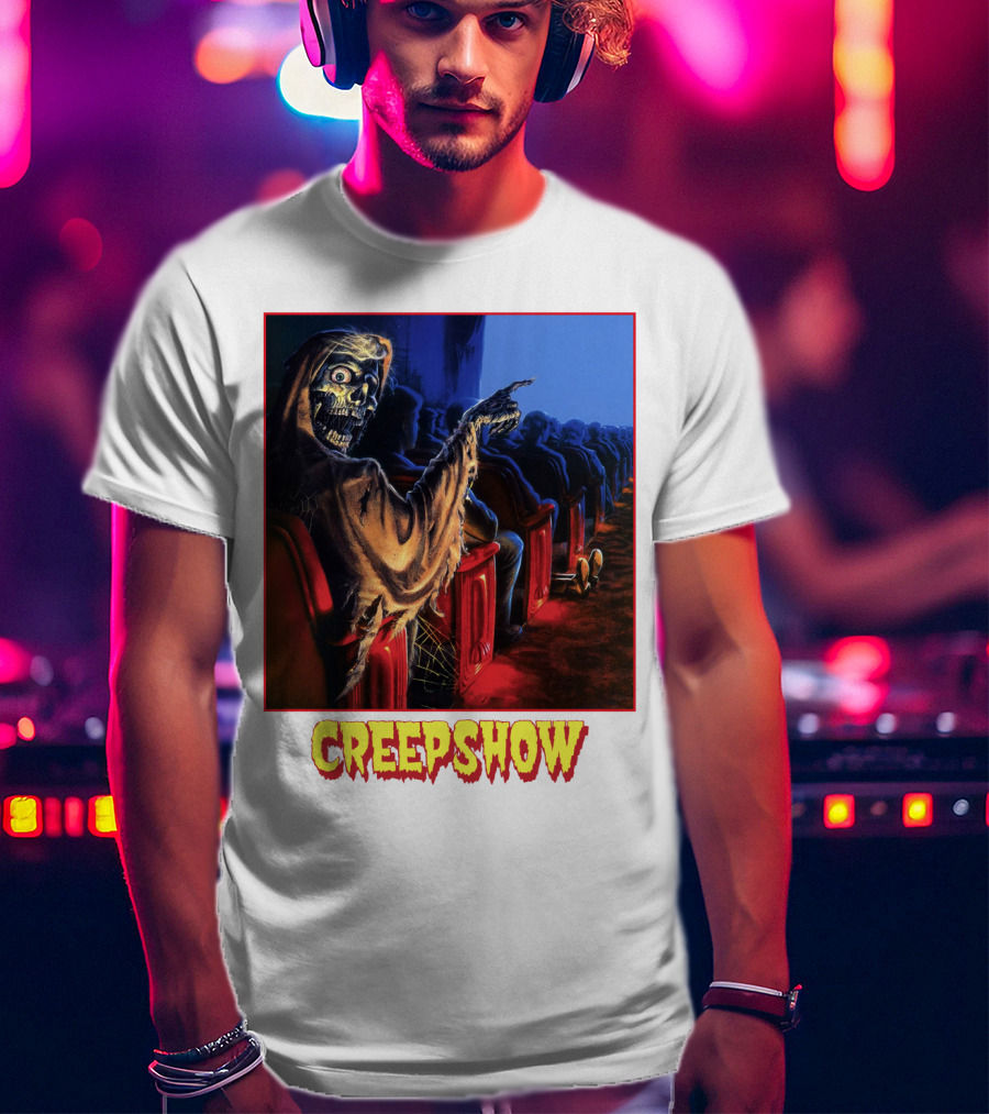 Creepshow Skeleton Ushers Menacing Audience In Theater Scene T-Shirt