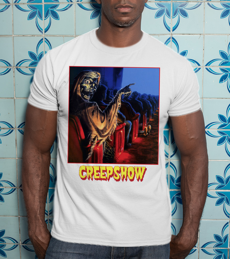 Creepshow Skeleton Ushers Menacing Audience In Theater Scene T-Shirt