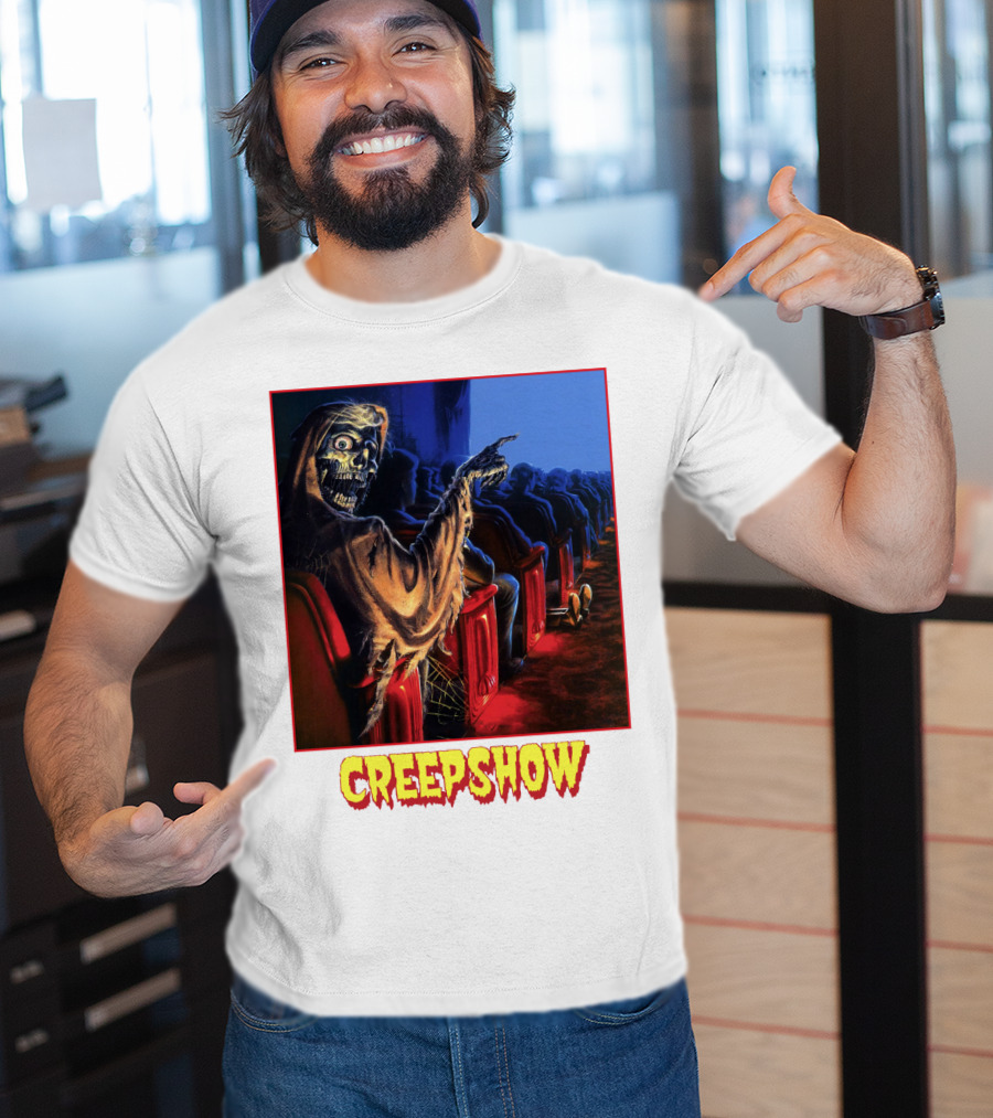 Creepshow Skeleton Ushers Menacing Audience In Theater Scene T-Shirt