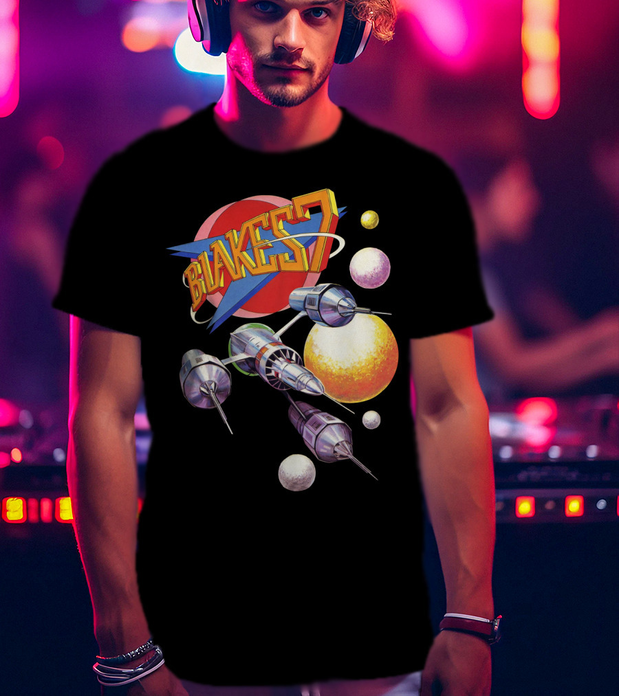 Blake's 7 Annual Retro Sci-Fi Spaceship And Planets T-Shirt