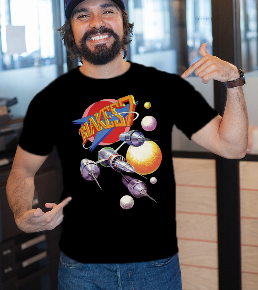 Blake's 7 Annual Retro Sci-Fi Spaceship And Planets T-Shirt