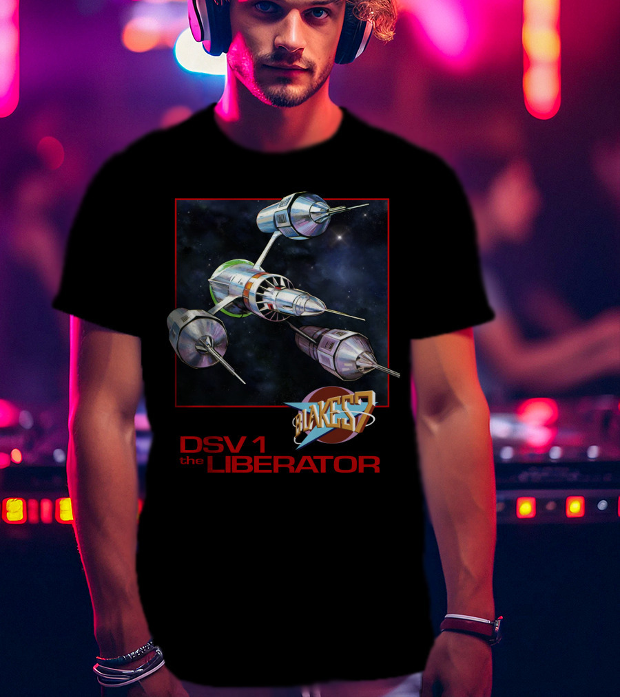 Blake's 7 DSV1 The Liberator Spacecraft In Outer Space T-Shirt