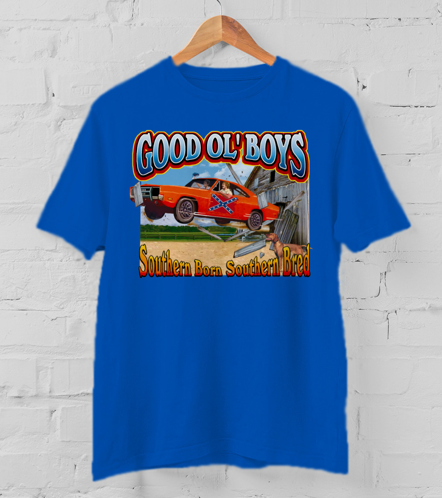 Good Ol' Boys Southern Born Southern Bred Dukes Of Hazzard Car Jump Scene T-Shirt
