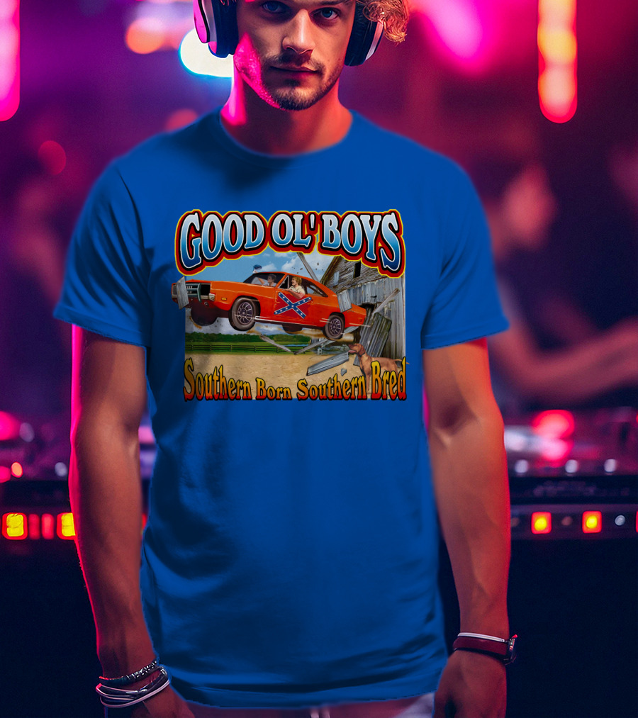 Good Ol' Boys Southern Born Southern Bred Dukes Of Hazzard Car Jump Scene T-Shirt