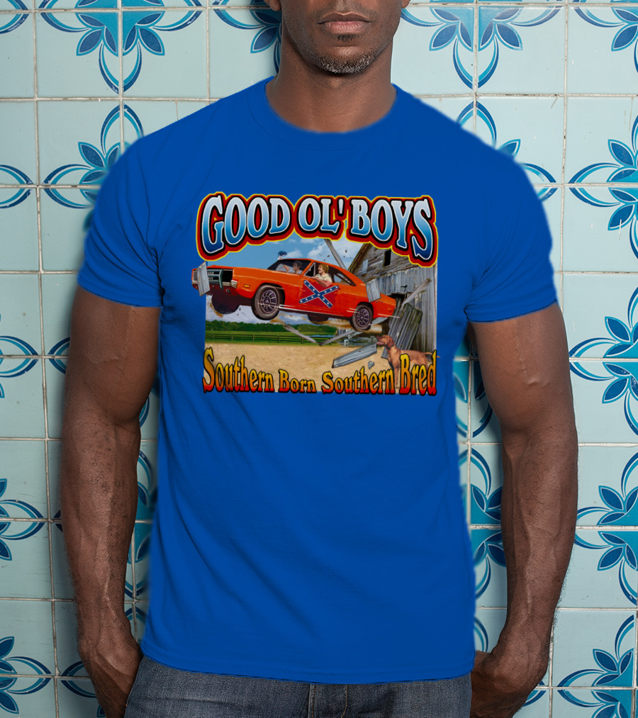 Good Ol' Boys Southern Born Southern Bred Dukes Of Hazzard Car Jump Scene T-Shirt