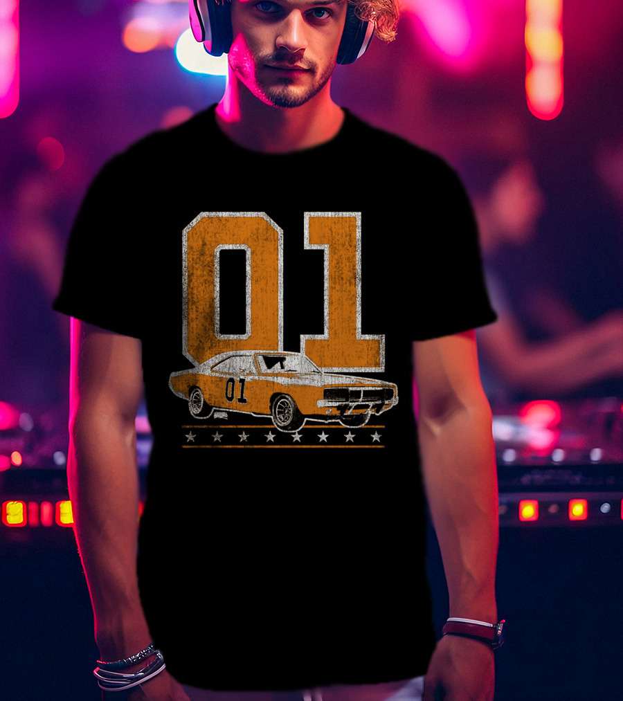 01 General Lee Dukes Of Hazzard Car Stars T-Shirt