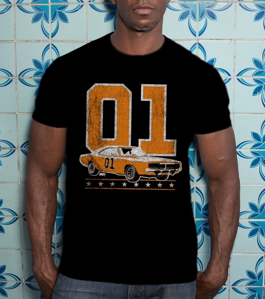 01 General Lee Dukes Of Hazzard Car Stars T-Shirt