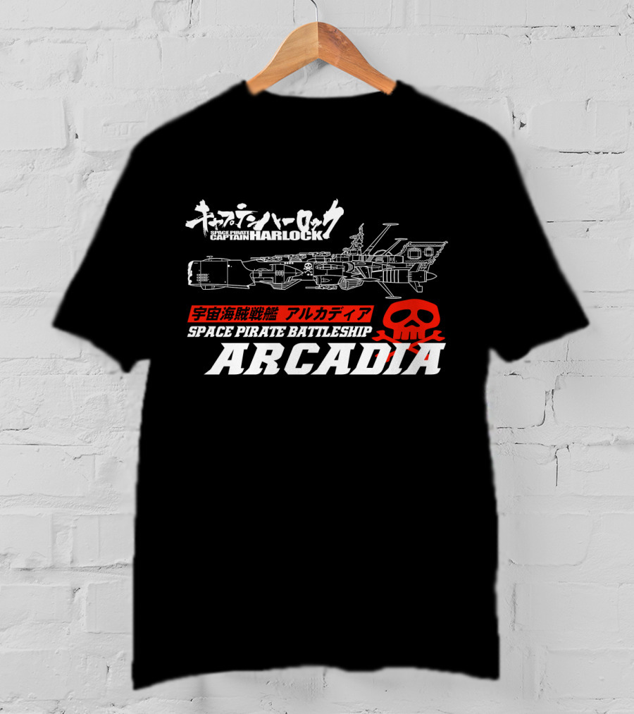 Captain Harlock Space Pirate Battleship Arcadia Skull T-Shirt