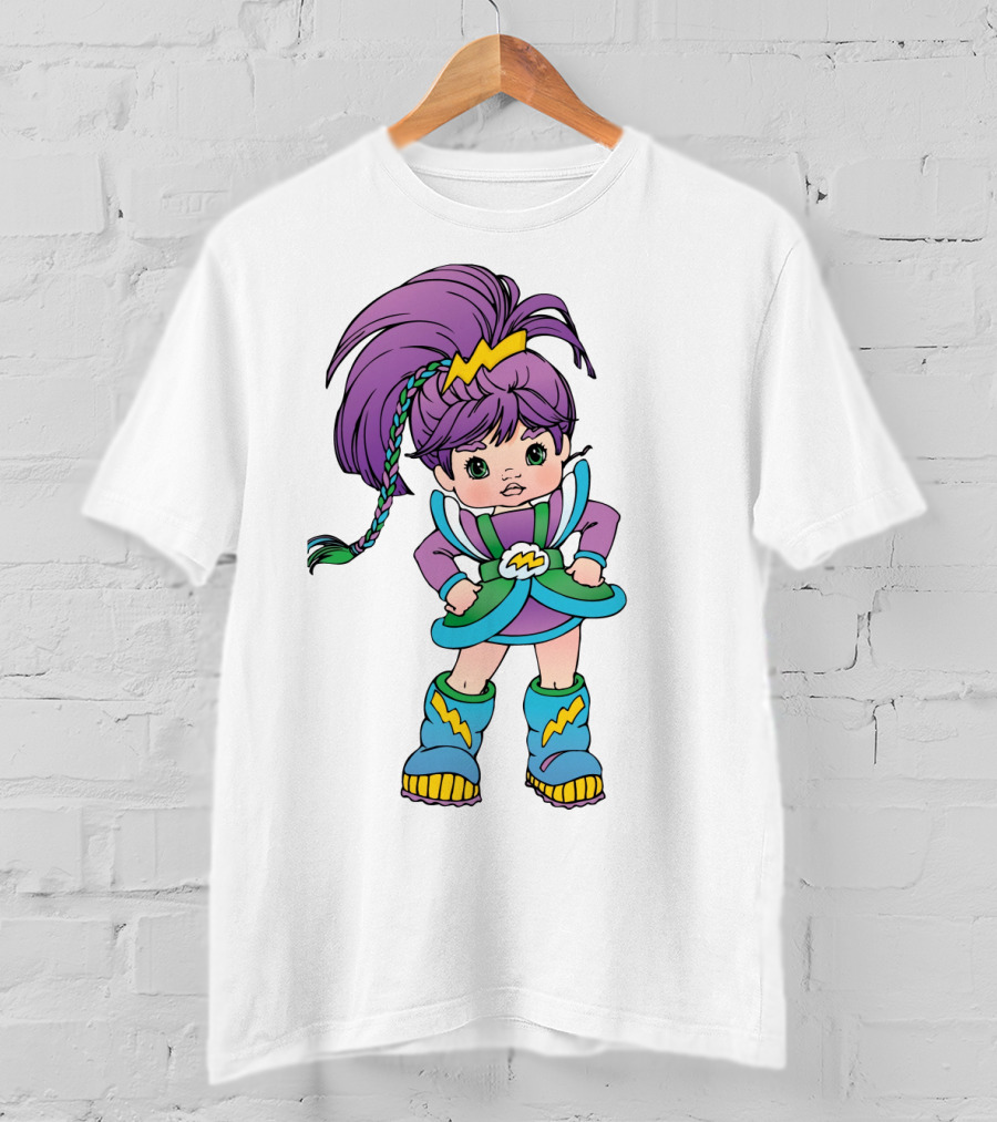 Rainbow Brite Stormy Character With Purple Hair And Lightning Bolt T-Shirt