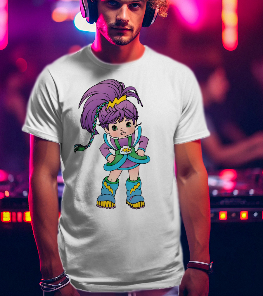 Rainbow Brite Stormy Character With Purple Hair And Lightning Bolt T-Shirt