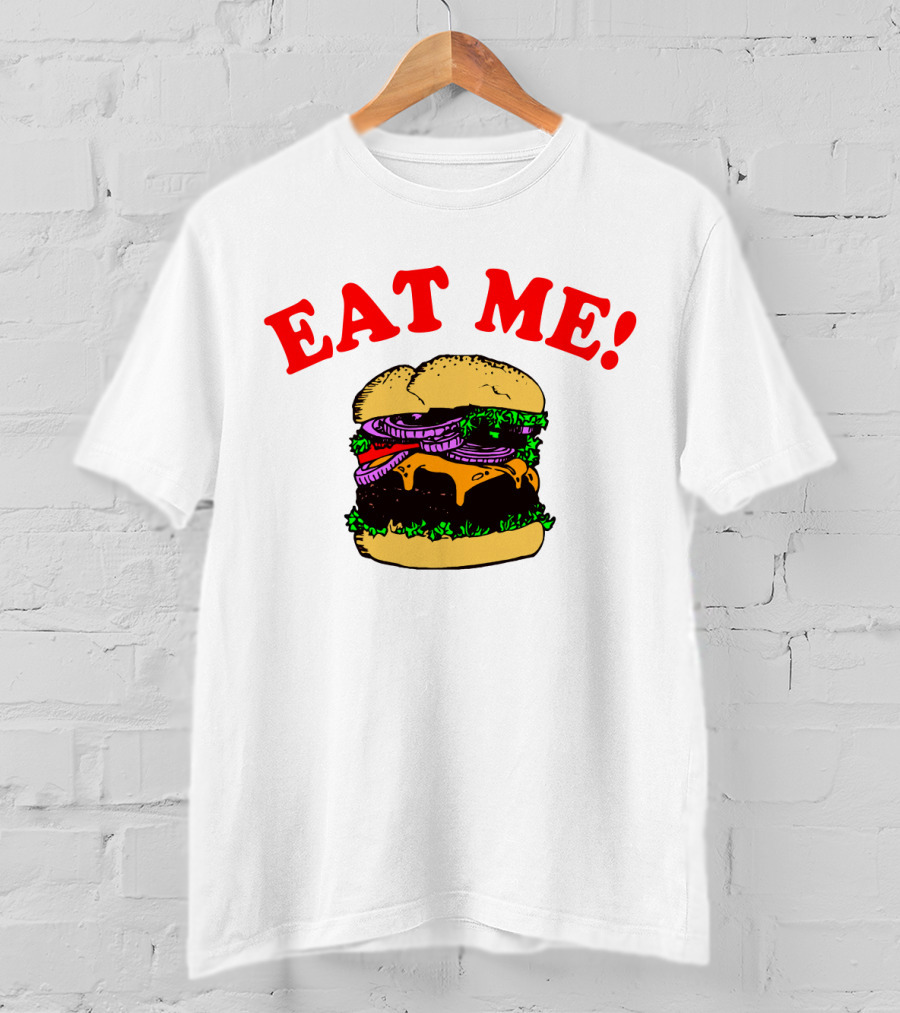 Captain Spaulding Eat Me Burger Text T-Shirt