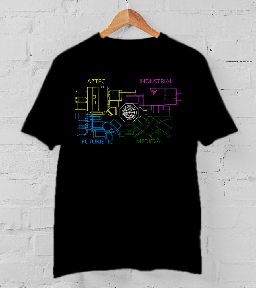 Aztec Industrial Futuristic Medieval The Crystal Maze Layout T-Shirt