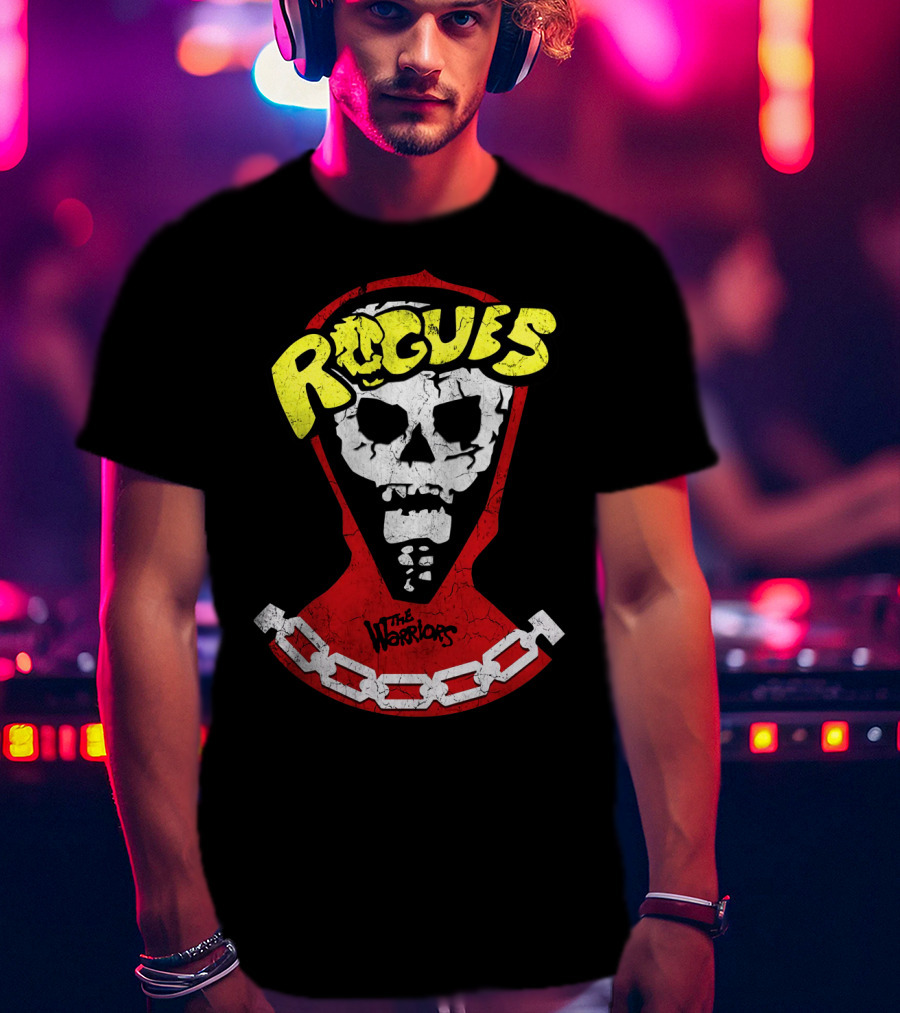 Rogues Skull Mask With Chain And The Warriors T-Shirt