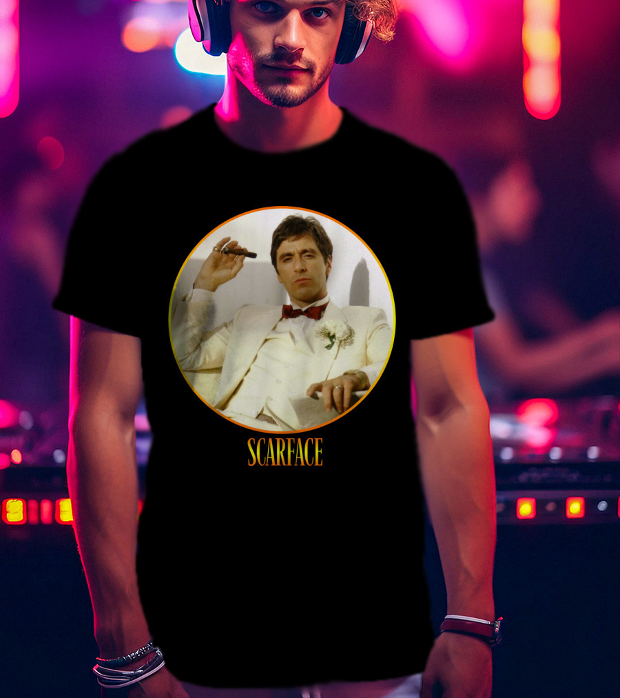 Scarface Iconic Movie Character In Circle Frame T-Shirt