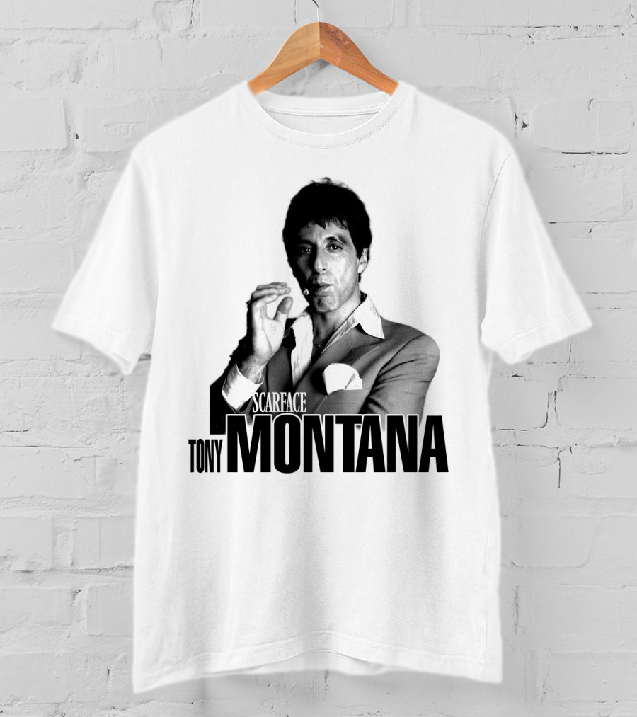 Scarface Tony Montana Cigar Black And White Photo T-Shirt