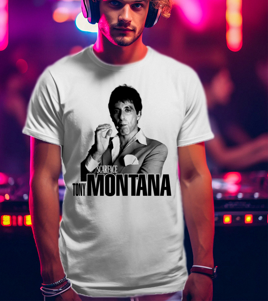 Scarface Tony Montana Cigar Black And White Photo T-Shirt