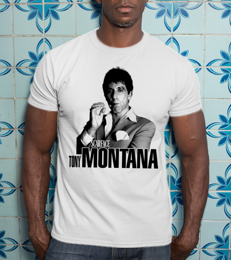 Scarface Tony Montana Cigar Black And White Photo T-Shirt