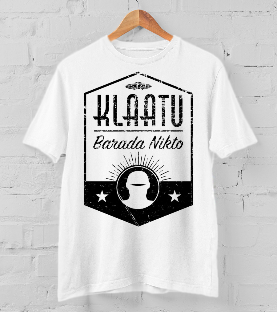 Klaatu Barada Nikto The Day The Earth Stood Still Spaceship Icon Retro Badge T-Shirt