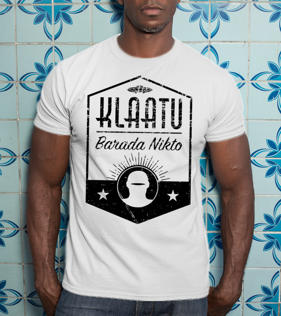 Klaatu Barada Nikto The Day The Earth Stood Still Spaceship Icon Retro Badge T-Shirt
