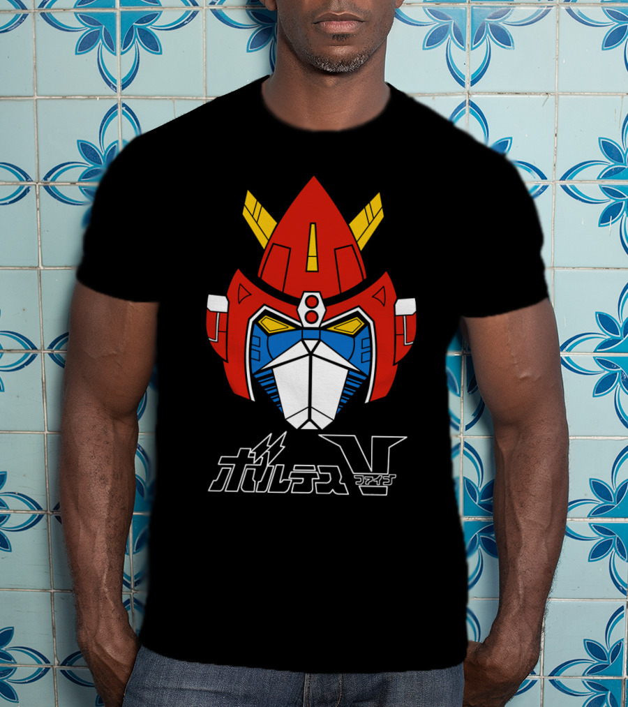 Chodenji Machine Voltes V Robot Head Japanese Text T-Shirt