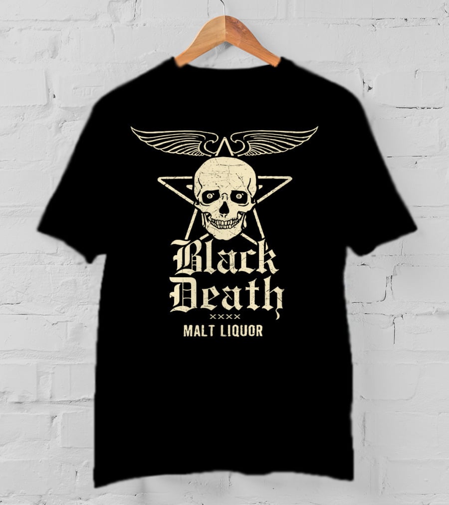 Black Death Malt Liquor Skull Wings T-Shirt