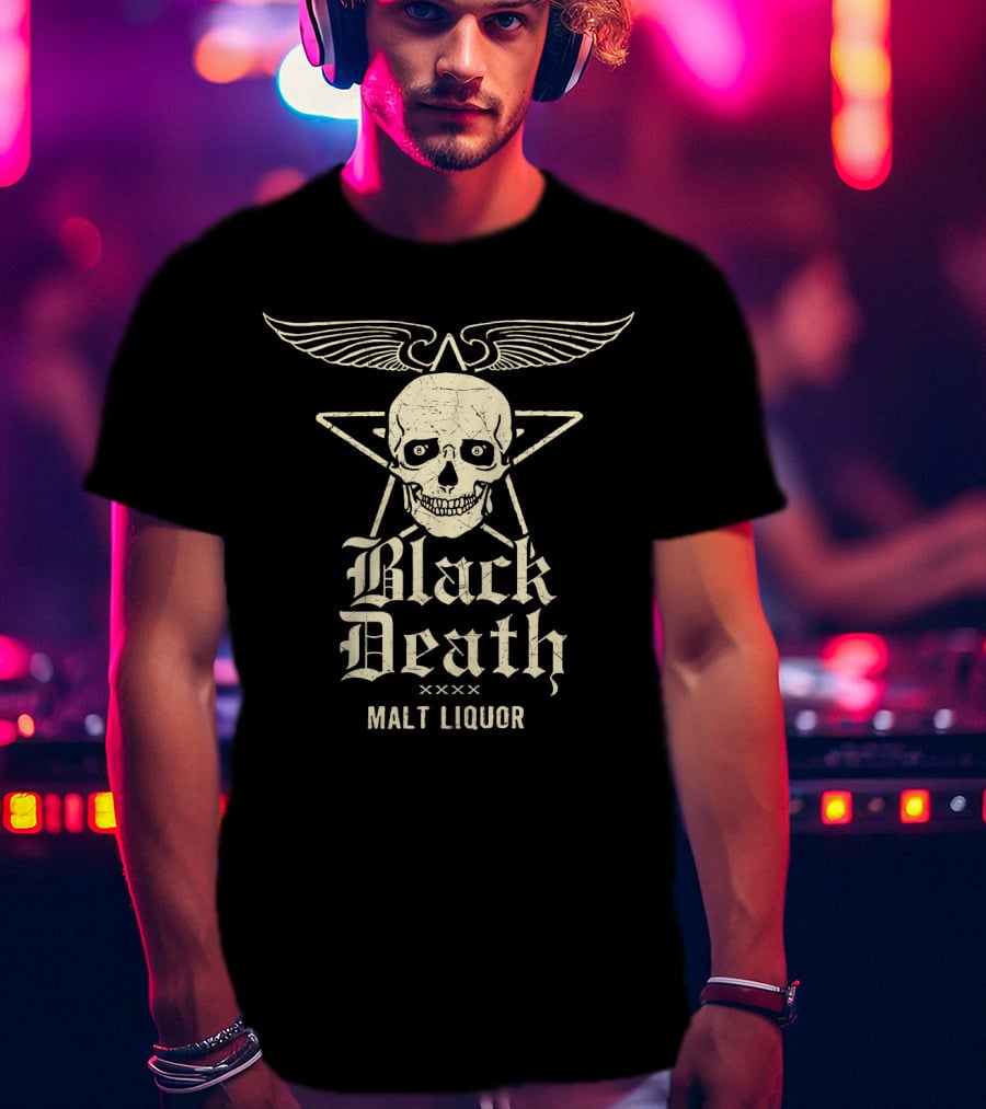 Black Death Malt Liquor Skull Wings T-Shirt