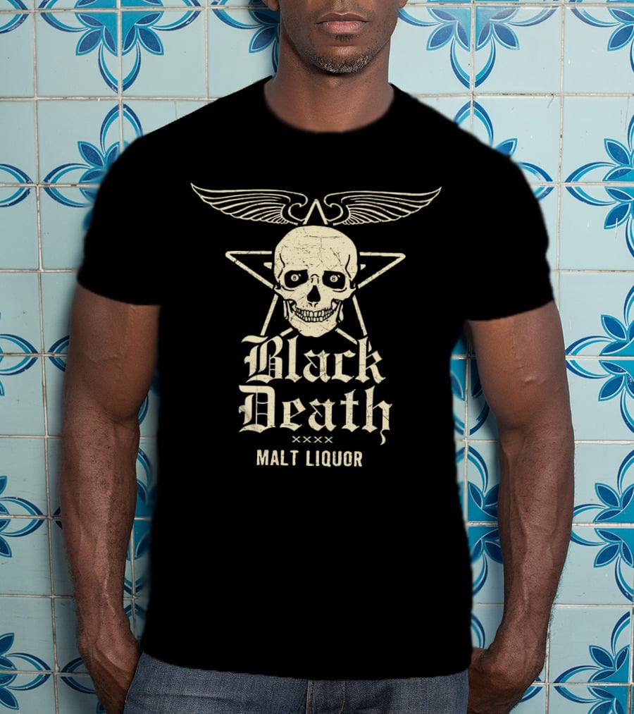Black Death Malt Liquor Skull Wings T-Shirt