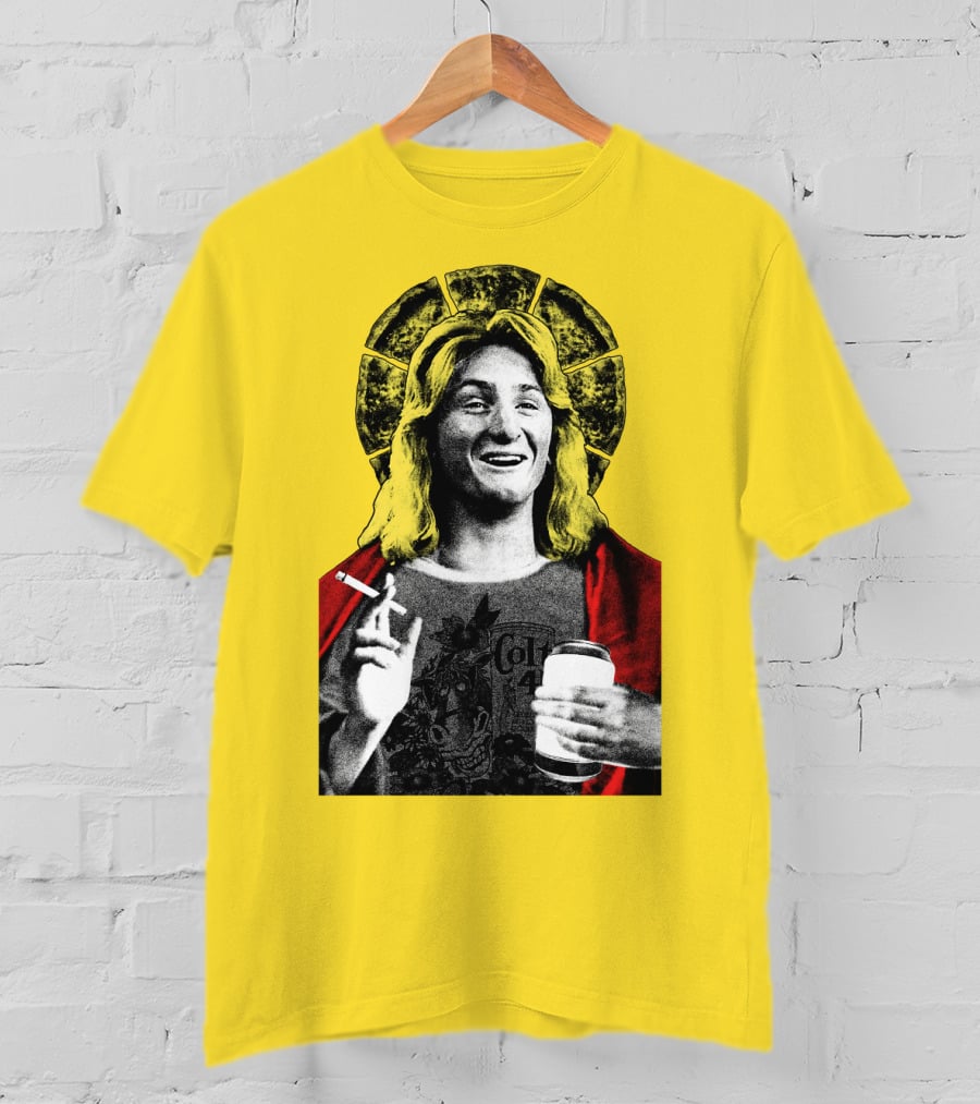 Fast Times At Ridgemont High Jeff Spicoli Halo Smoking And Holding Drink T-Shirt