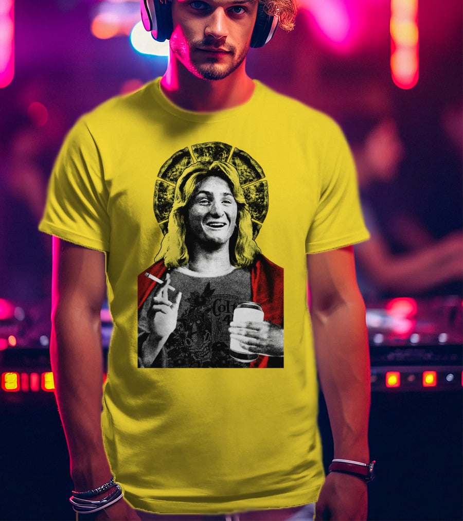 Fast Times At Ridgemont High Jeff Spicoli Halo Smoking And Holding Drink T-Shirt