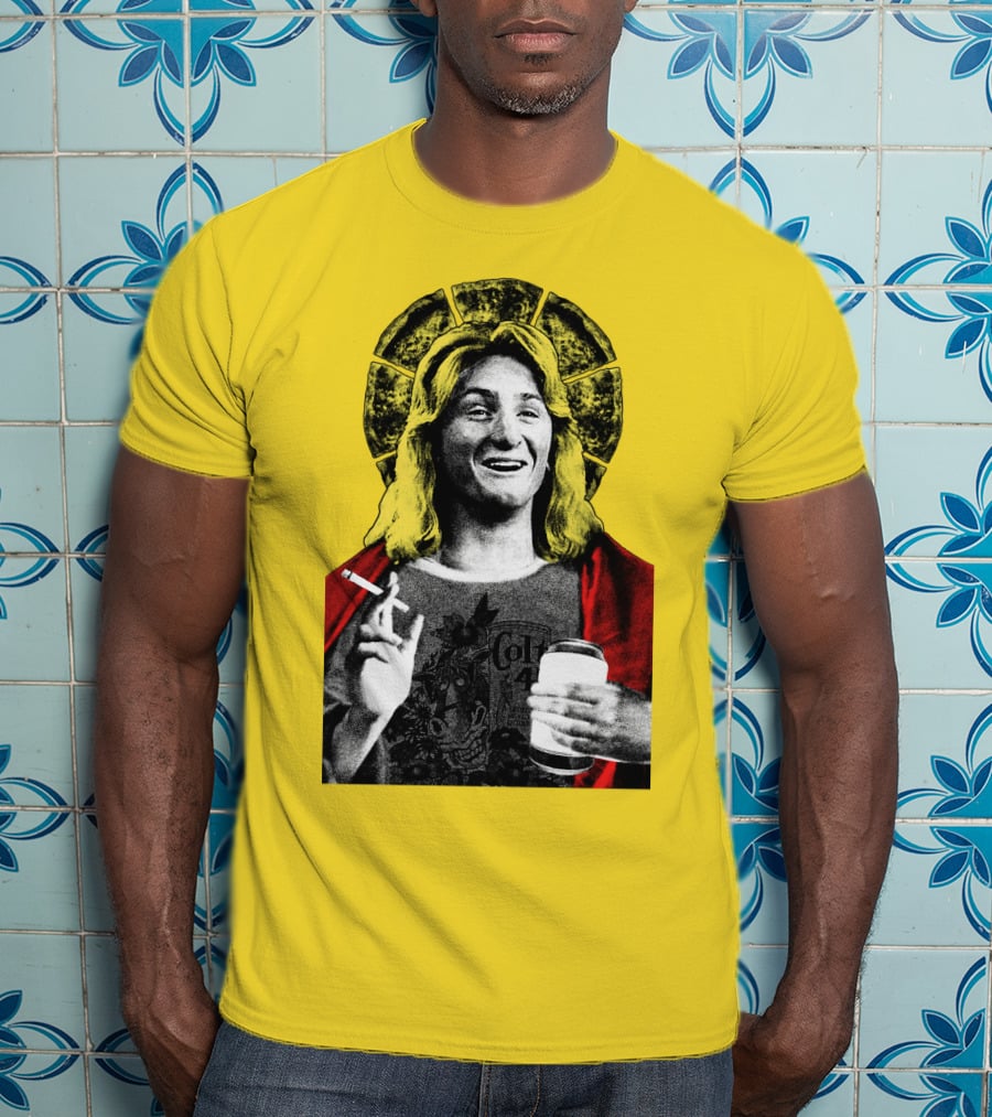 Fast Times At Ridgemont High Jeff Spicoli Halo Smoking And Holding Drink T-Shirt