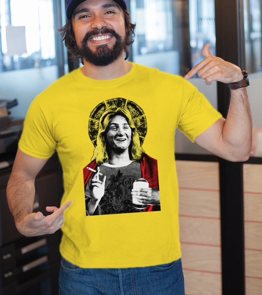 Fast Times At Ridgemont High Jeff Spicoli Halo Smoking And Holding Drink T-Shirt