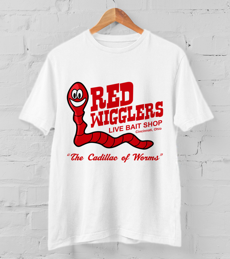 WKRP In Cincinnati Red Wigglers Live Bait Shop The Cadillac Of Worms T-Shirt