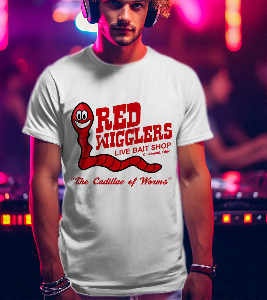 WKRP In Cincinnati Red Wigglers Live Bait Shop The Cadillac Of Worms T-Shirt