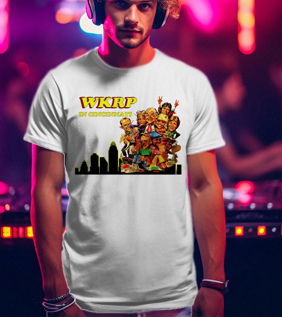 WKRP In Cincinnati Characters And Skyline T-Shirt