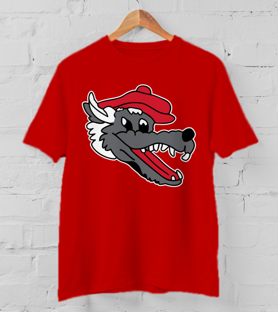 Ridgemont Wolves Cartoon Wolf In Red Beret T-Shirt