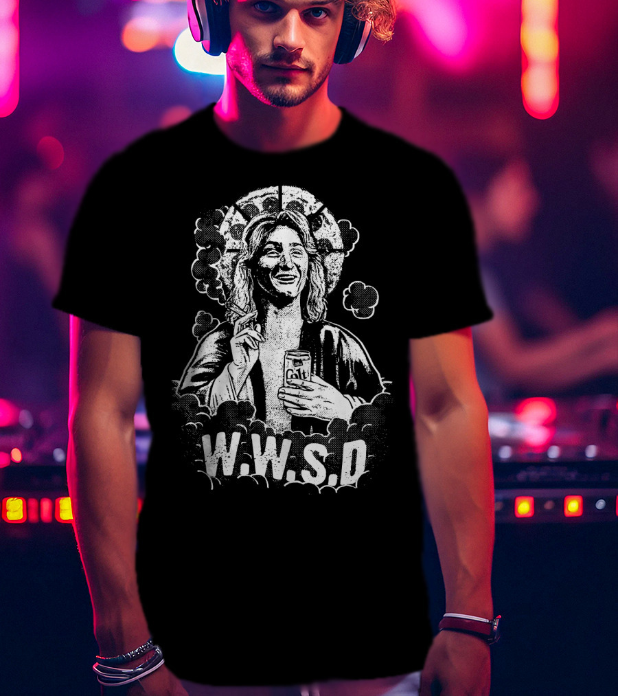 Fast Times WWSD Spicoli With Malt Can And Halo T-Shirt