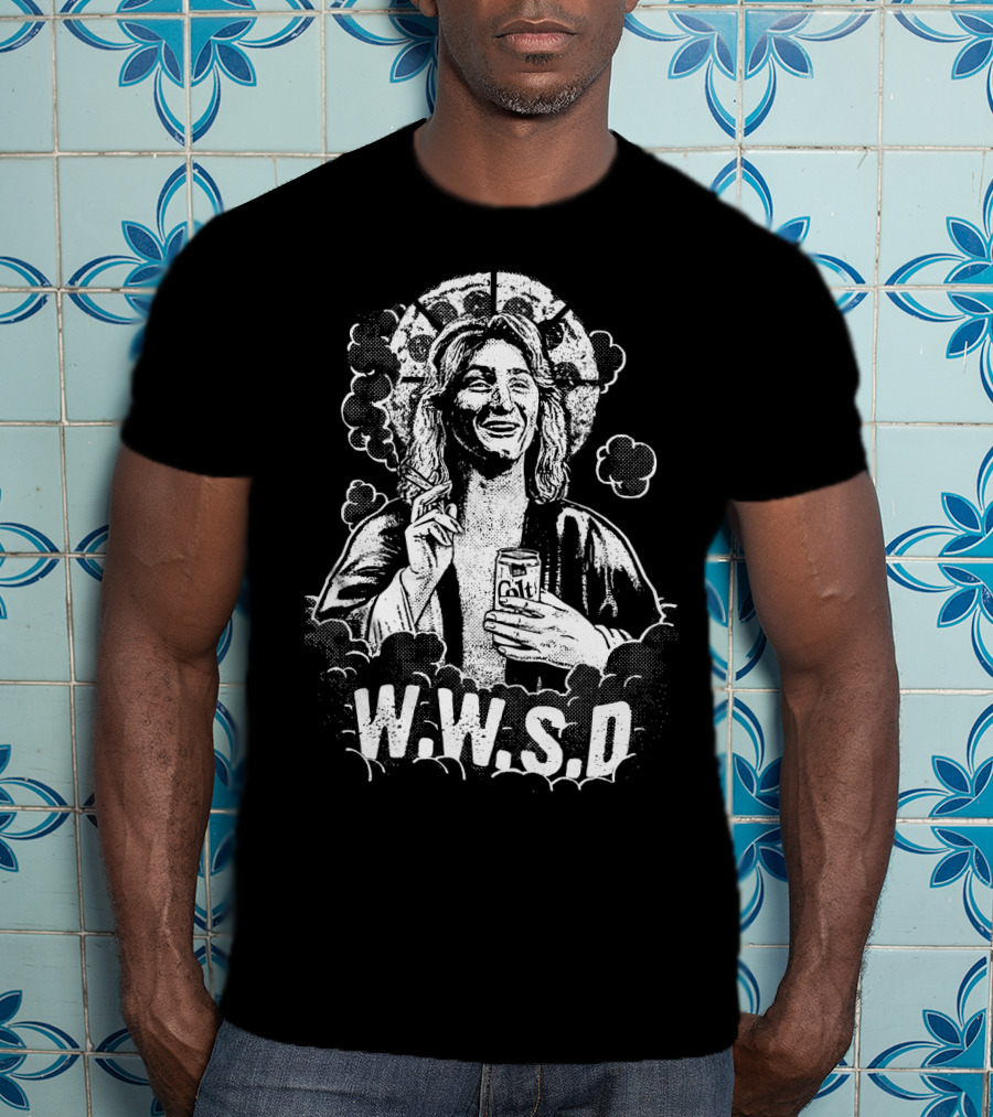 Fast Times WWSD Spicoli With Malt Can And Halo T-Shirt