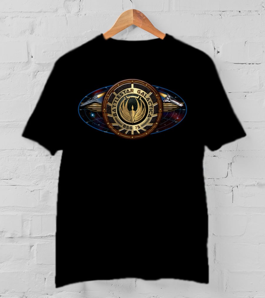 Battlestar Galactica BSG 75 Emblem Badge T-Shirt