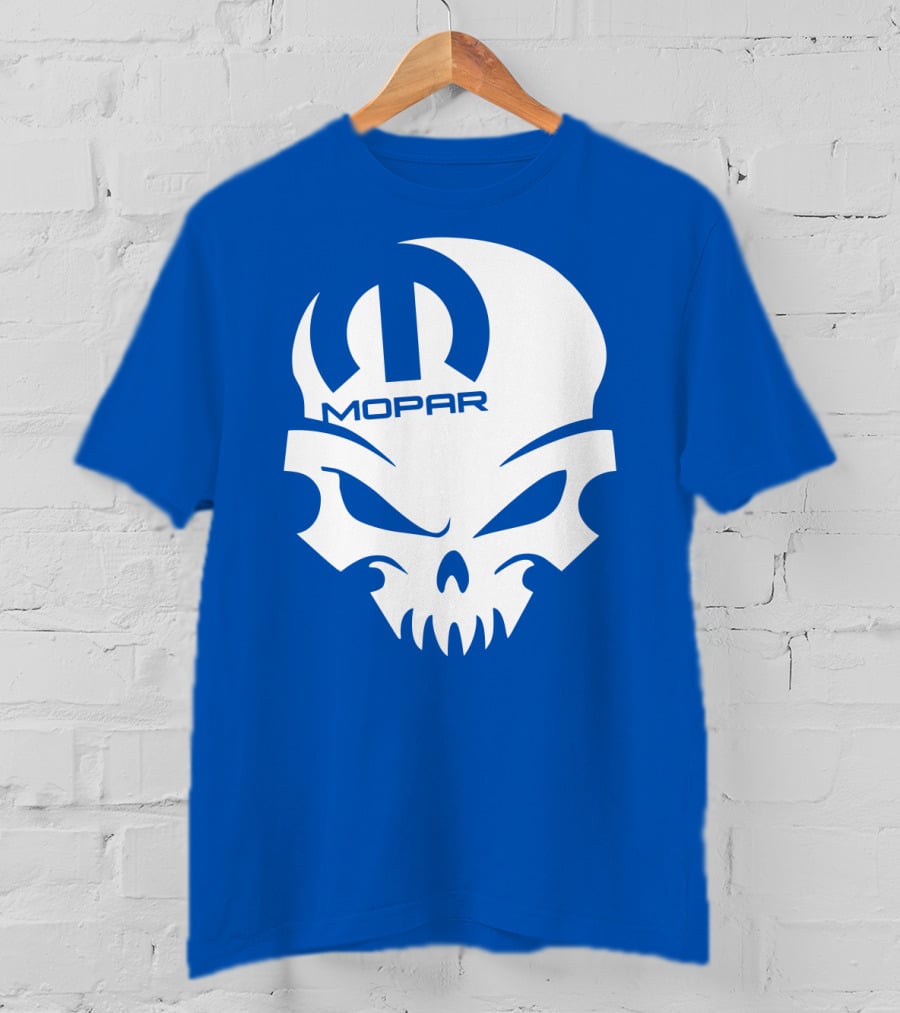 Mopar Skull Logo Blue Background T-Shirt