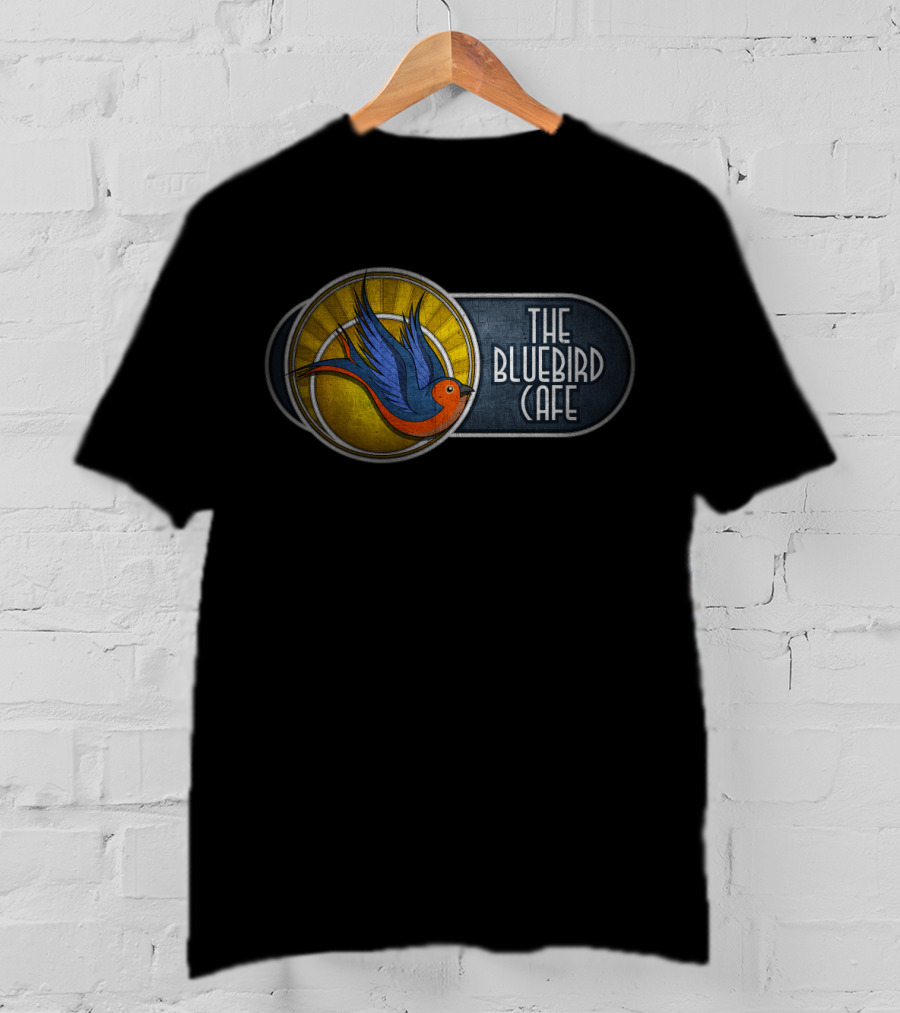 The Bluebird Cafe Retro Blue And Orange Bird T-Shirt