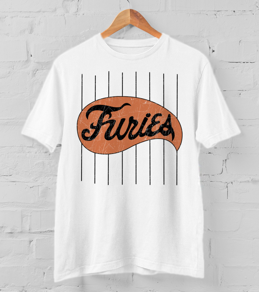 Furies Retro Baseball Style Text With Vertical Stripes T-Shirt